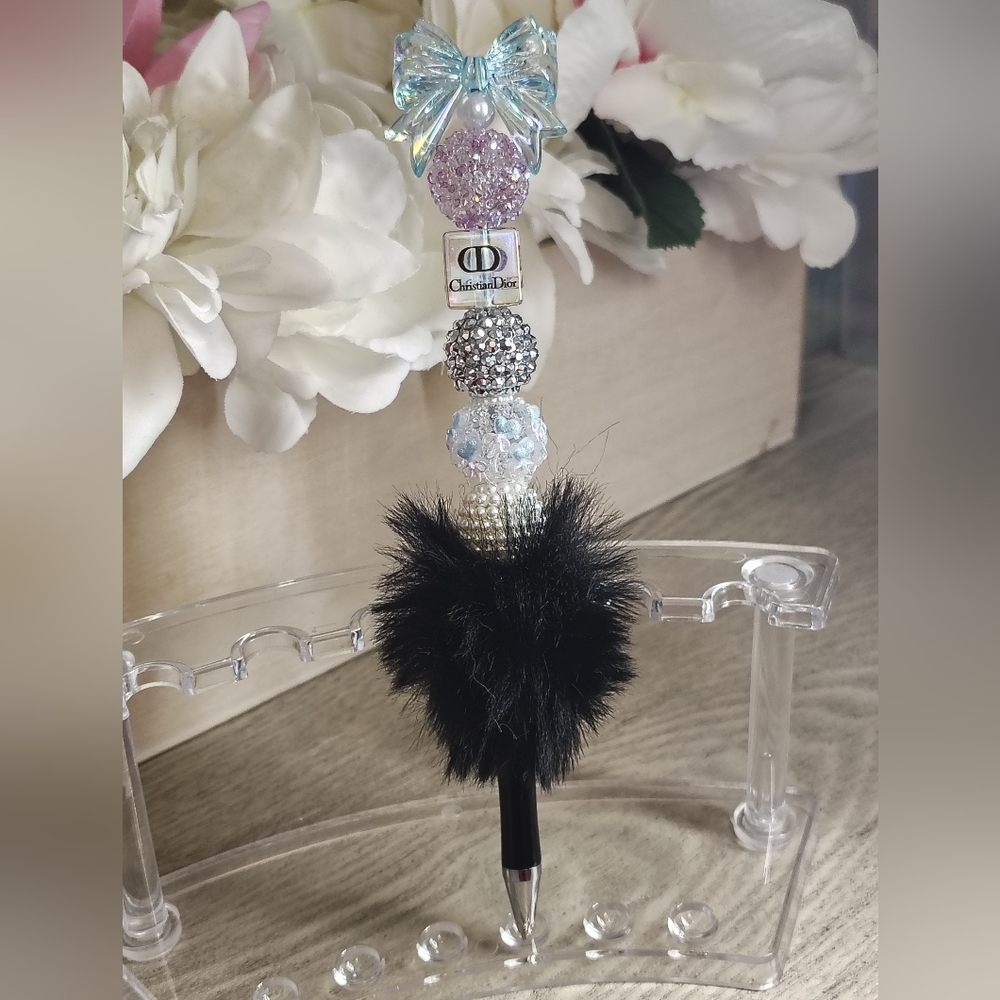 Dior Beaded Black Pom Pom Pen